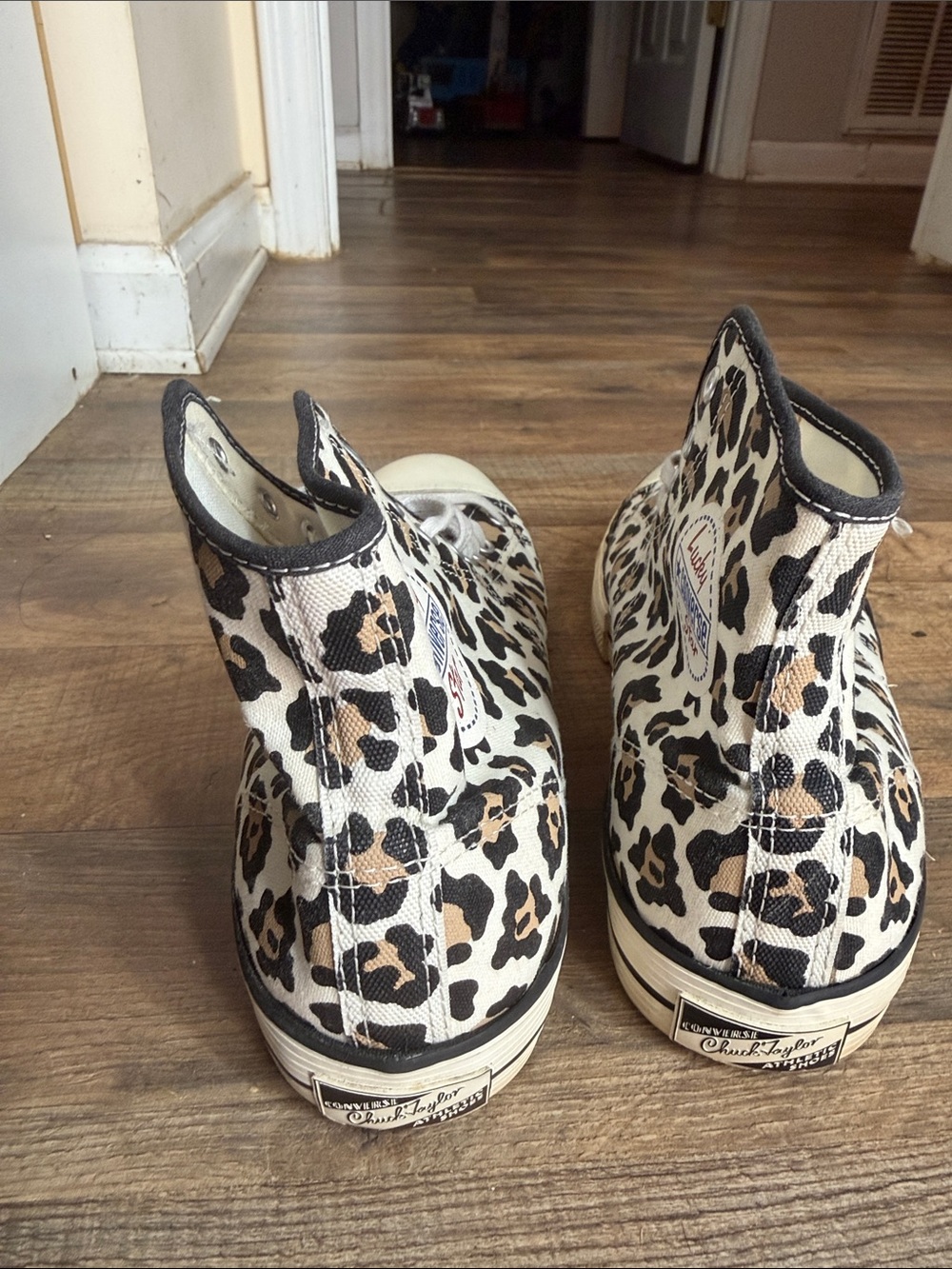 Converse Leopard Print High-Top Sneakers - Black, Tan, Cream - Picture 6 of 7